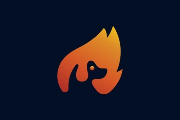 Animal Dog Fire Vector Logo Design