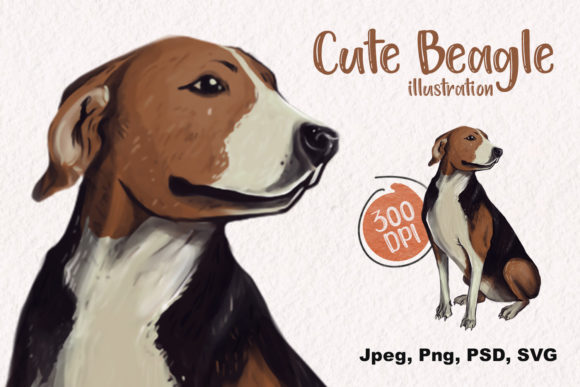 Beagle Dog Digital Drawing Realistic