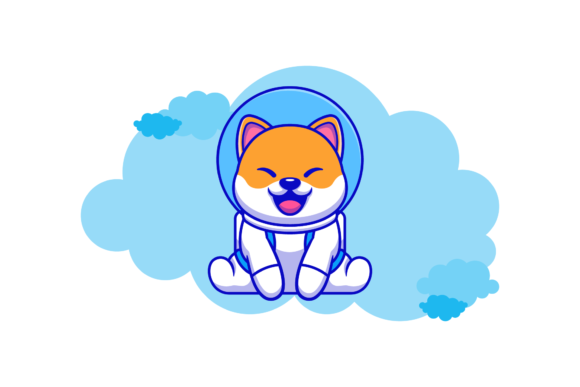 Dog Icons Blue Cloud Background