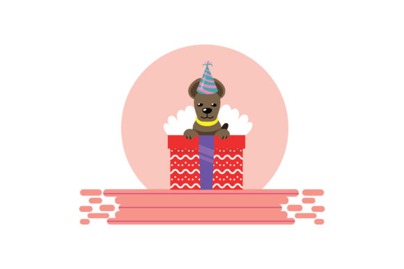 Dog with Birthday Decorations