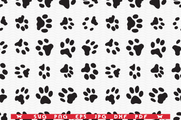 Dogs Cats Footprint, Seamless Pattern