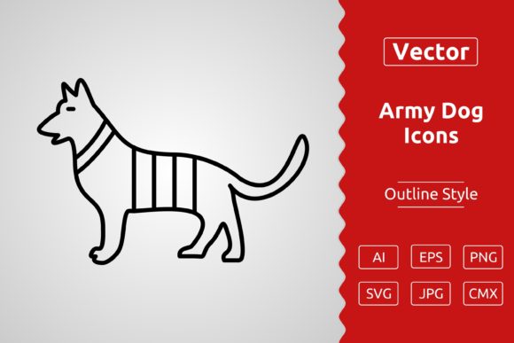 Vector Army Dog Outline Icon Design